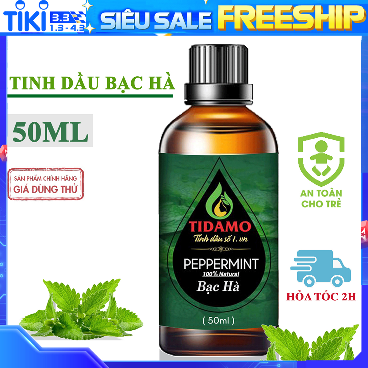 Tinh Dầu BẠC HÀ Cao Cấp 50ML - Tinh Dầu Bạc Hà Thiên Nhiên Nguyên Chất Nhập Khẩu Sử Dụng Với Máy Xông Tinh Dầu Giúp Bảo Vệ Sức Khỏe, Kháng Khuẩn, Thư Giãn Tinh Thần và Xua Đuổi Côn Trùng