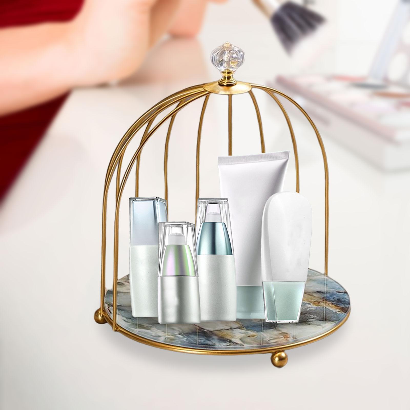 2 Pieces Bird Cage Cosmetic Organizer Bathroom Storage Rack Dresser Holder