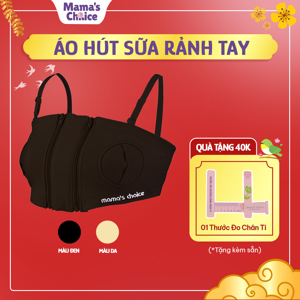 Áo Hút Sữa Rảnh Tay Mamas Choice, Mặc Hút Sữa Cho Mẹ, Có Dây Giữ Bình Hút Sữa Chắc Chắn, Chất Liệu Thoáng Khí, Freesize - MÀU ĐEN - 2 ÁO