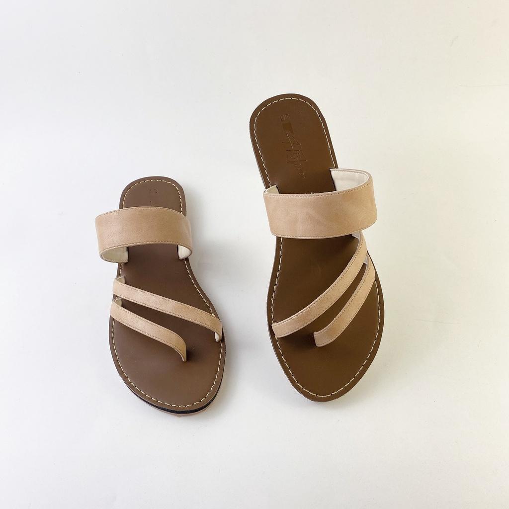 Dép lê nữ dáng sandal đi biển quai ngang xỏ ngón đế bệt dây mảnh cao cấp chính hãng Hishoo có Bigsize S035 ko