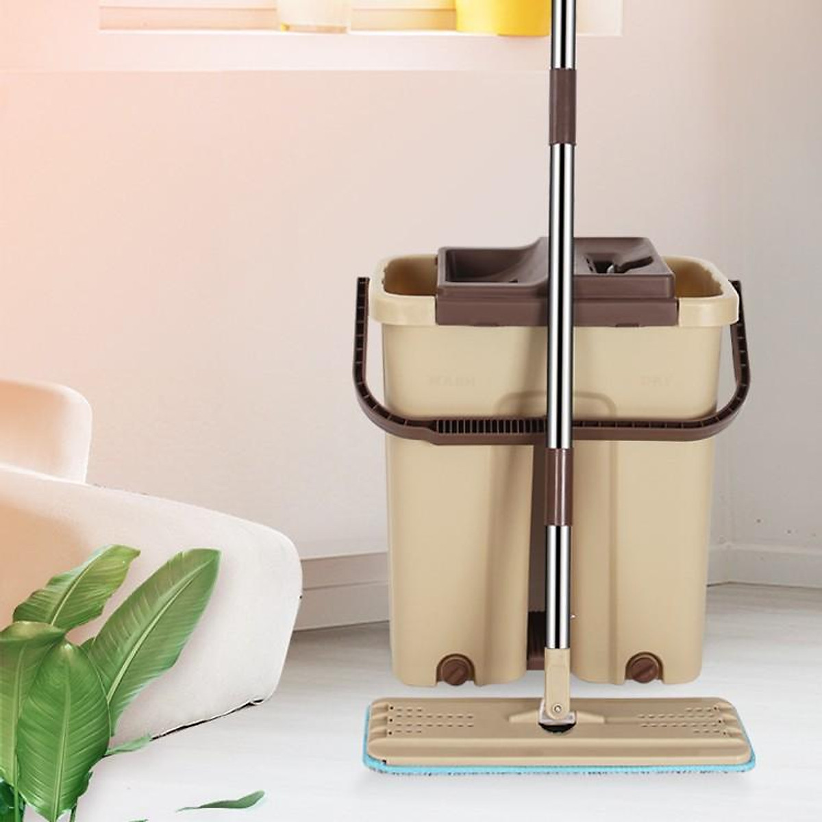 Bộ cây lau nhà thông minh kèm thùng vắt 2 ngăn Inochi BH-M200