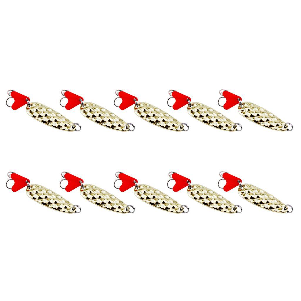 10pcs Spoons Hard Fishing Lures Treble Hooks Salmon Bass Metal Fishing Lure Baits