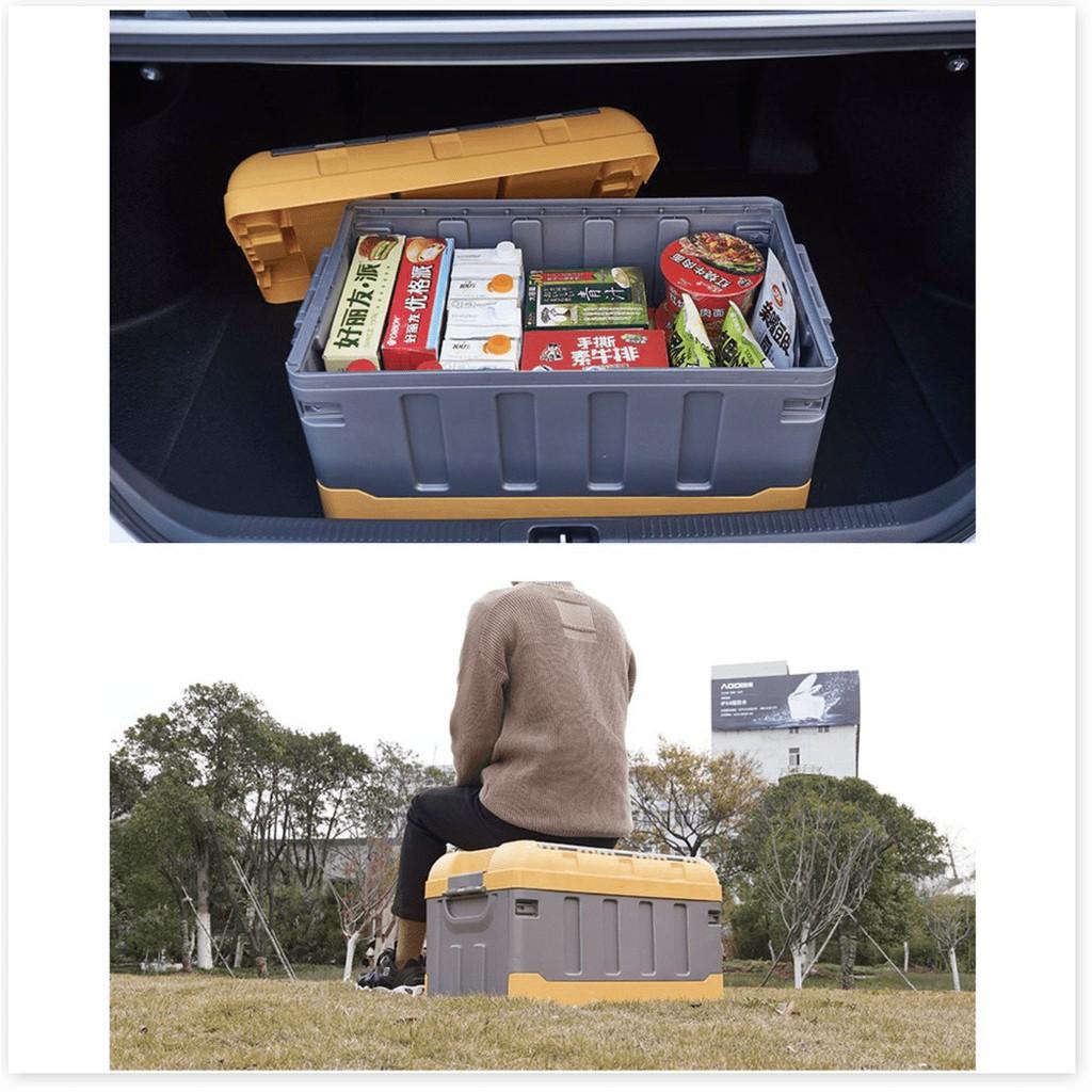 Thùng đựng đồ 75L xếp gọn đi du lịch, picnic ô tô nhà cửa FOLDING BOX DURABLE tặng kèm 2 túi đựng đồ chống nước