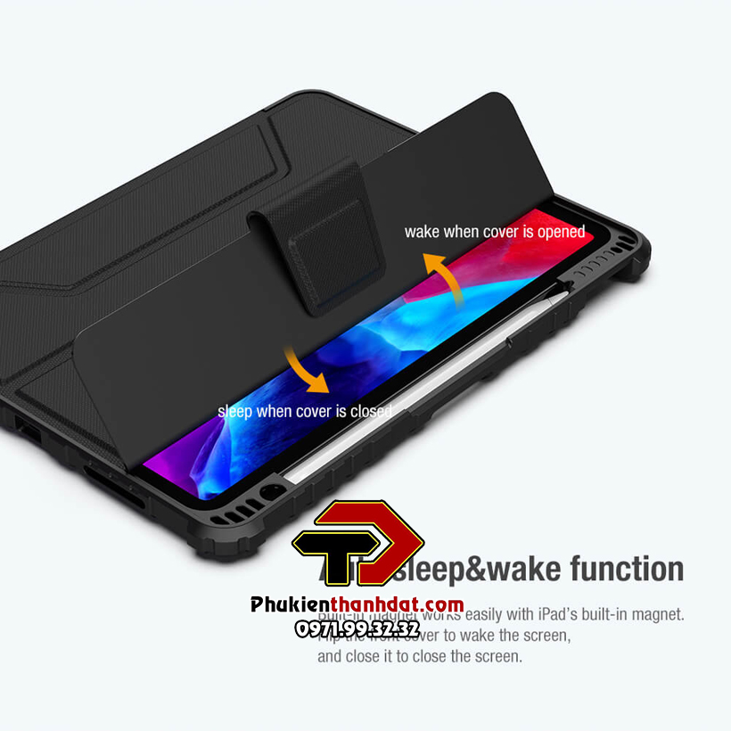Bao da chống sốc cho iPad Pro 11 2022 M2 có ngăn đựng bút, bảo vệ camera sau