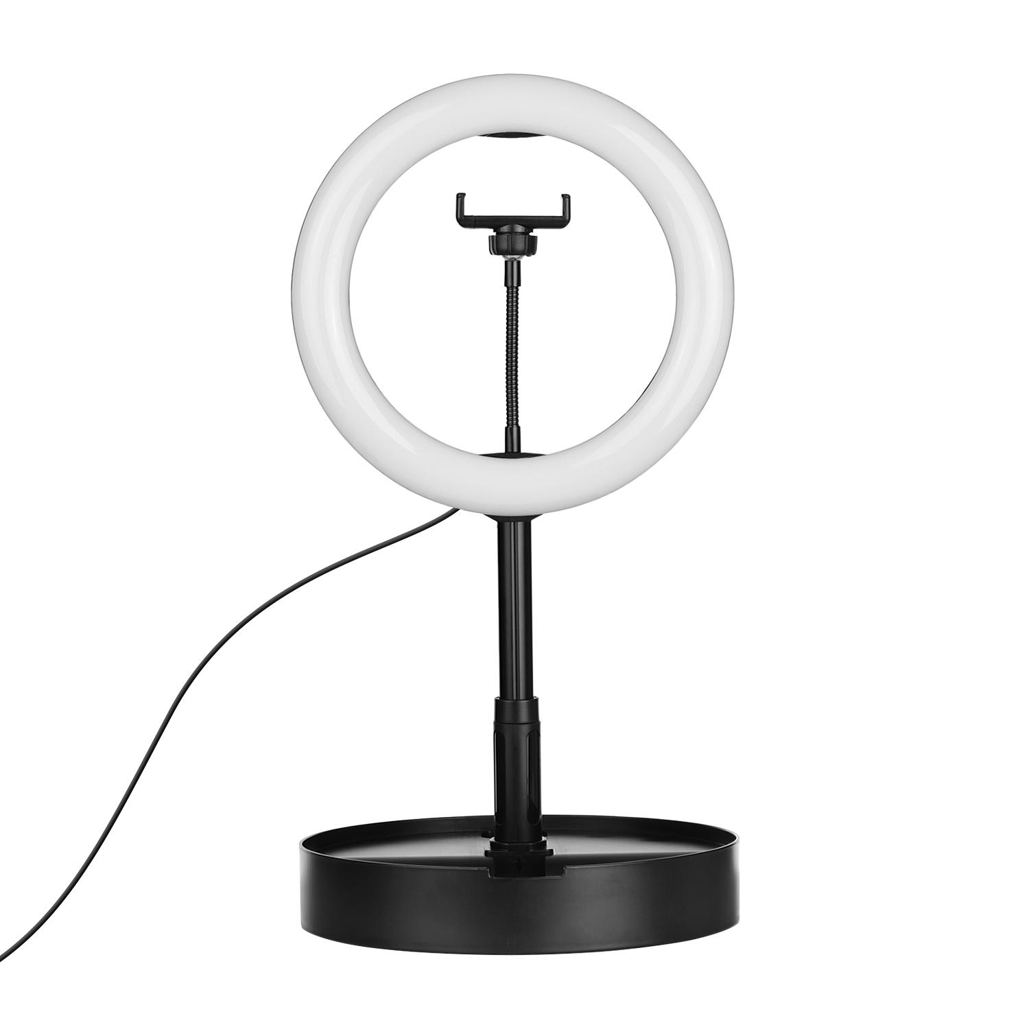 Đèn LED Ring Light 10 inch di động với giá đỡ điện thoại di động Có thể điều chỉnh ánh sáng và đế hình đĩa