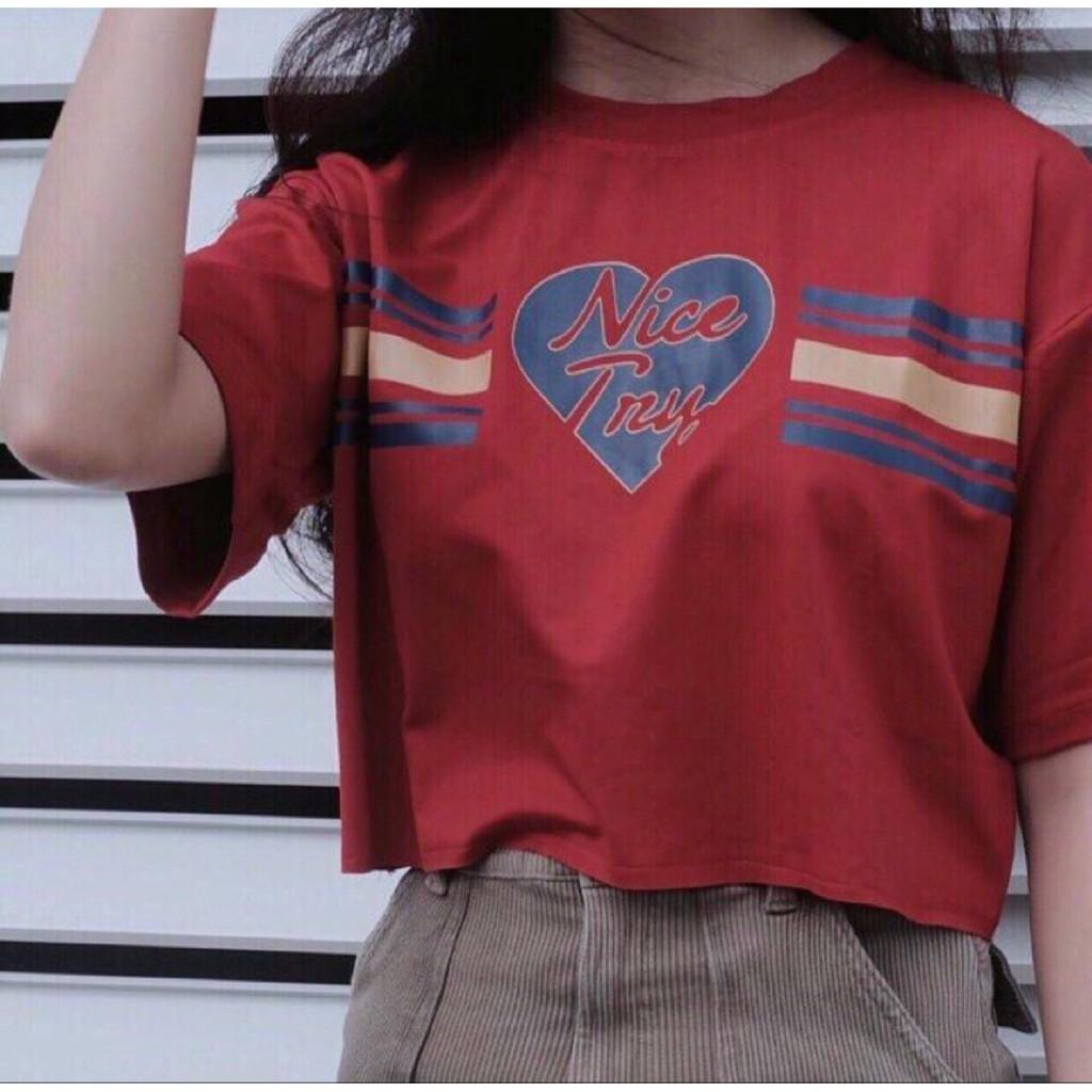 ÁO CROPTOP ĐỎ TAY NGẮN TRE