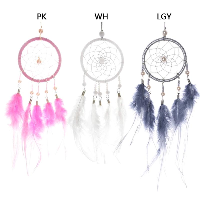 Dream catcher đính ngọc trai màu hồng trắng bạc