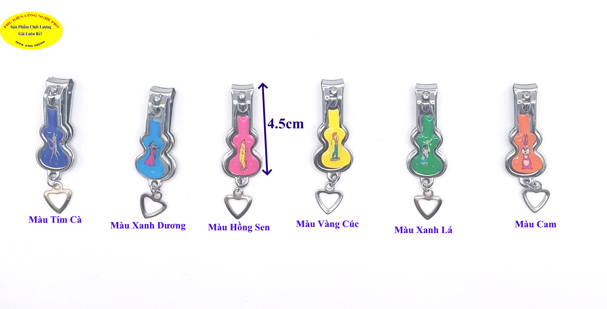 Bấm móng tay Chất liệu thép không gỉ, Dài 4.5cm, Hình cây đàn, Sắc bén, Bền đẹp, An toàn sử dụng