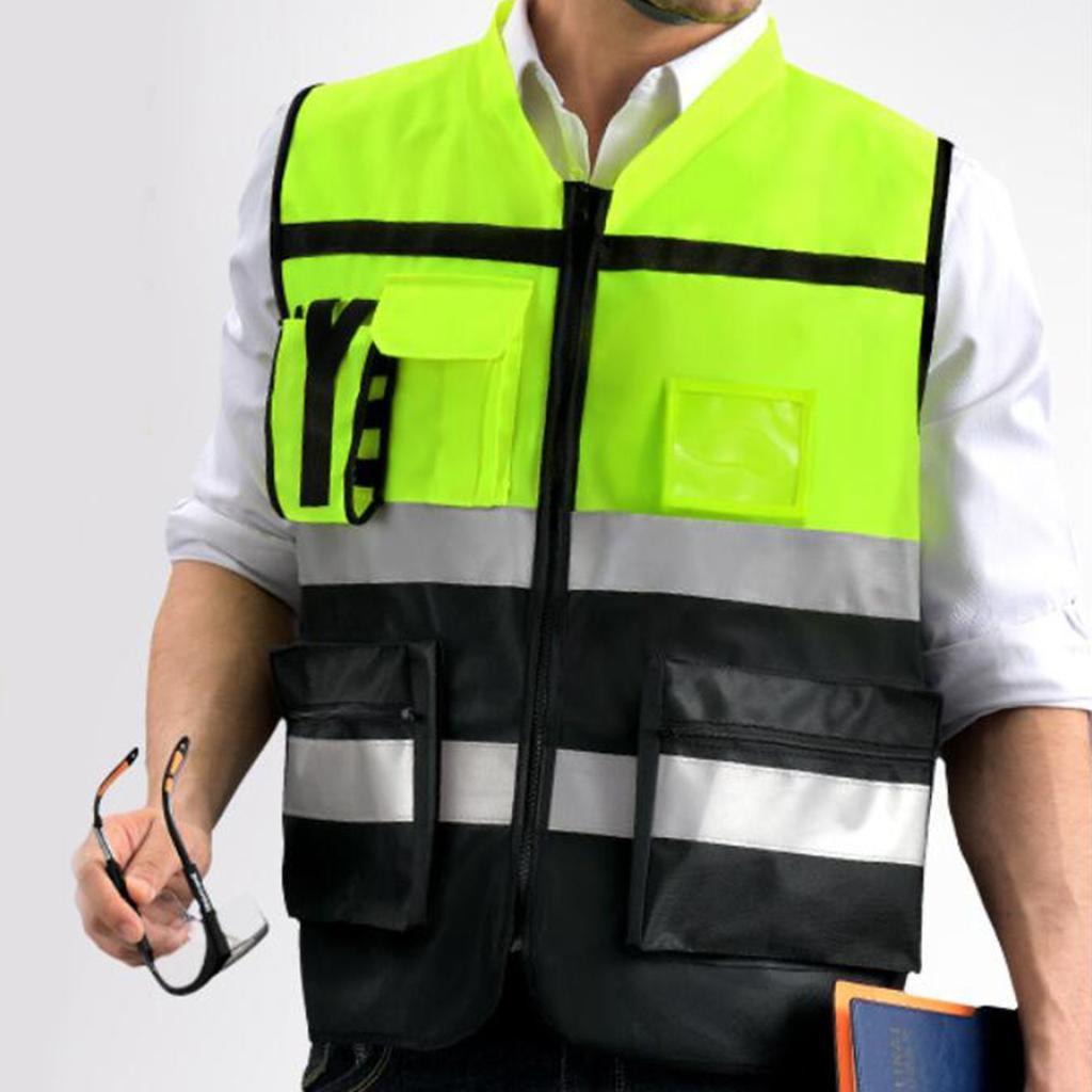 3x High Visibility Safety Vest, Neon Yellow Style-F