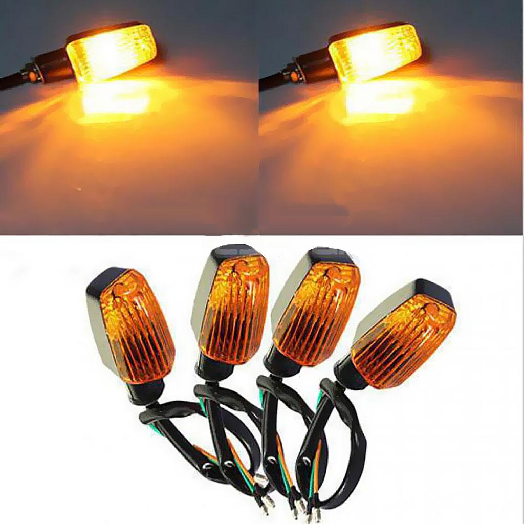 4 Pieces Amber Universal Motorcycle Motorbike Turn Signal Indicator Blinker