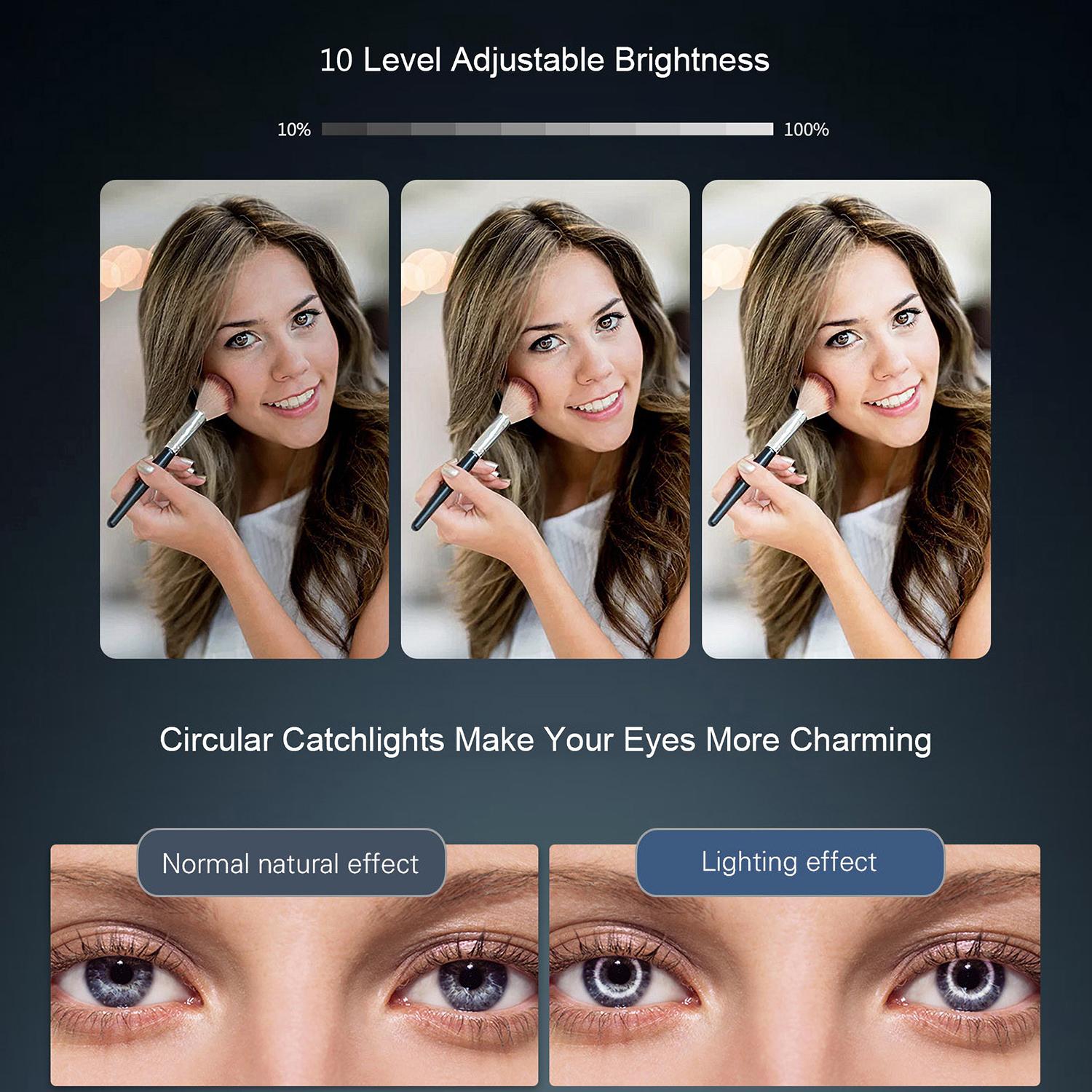 Đèn LED vòng chụp ảnh mini để bàn  10inch 3300K-5500K có thể thay đổi độ sáng