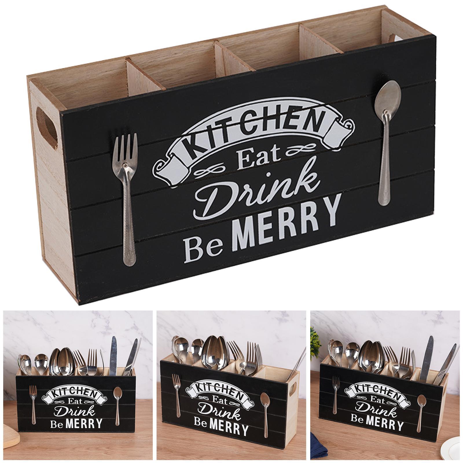 Retro Style Wood Kitchen Cutlery Holder Multifunction for Kitchen Decoration