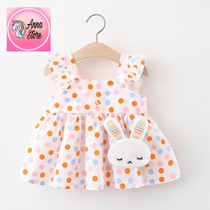 Váy Đầm Bé Gái Sát Nách Cổ Sen Phối Viền Chất Coton thoáng mát đồ đi biển , anna store