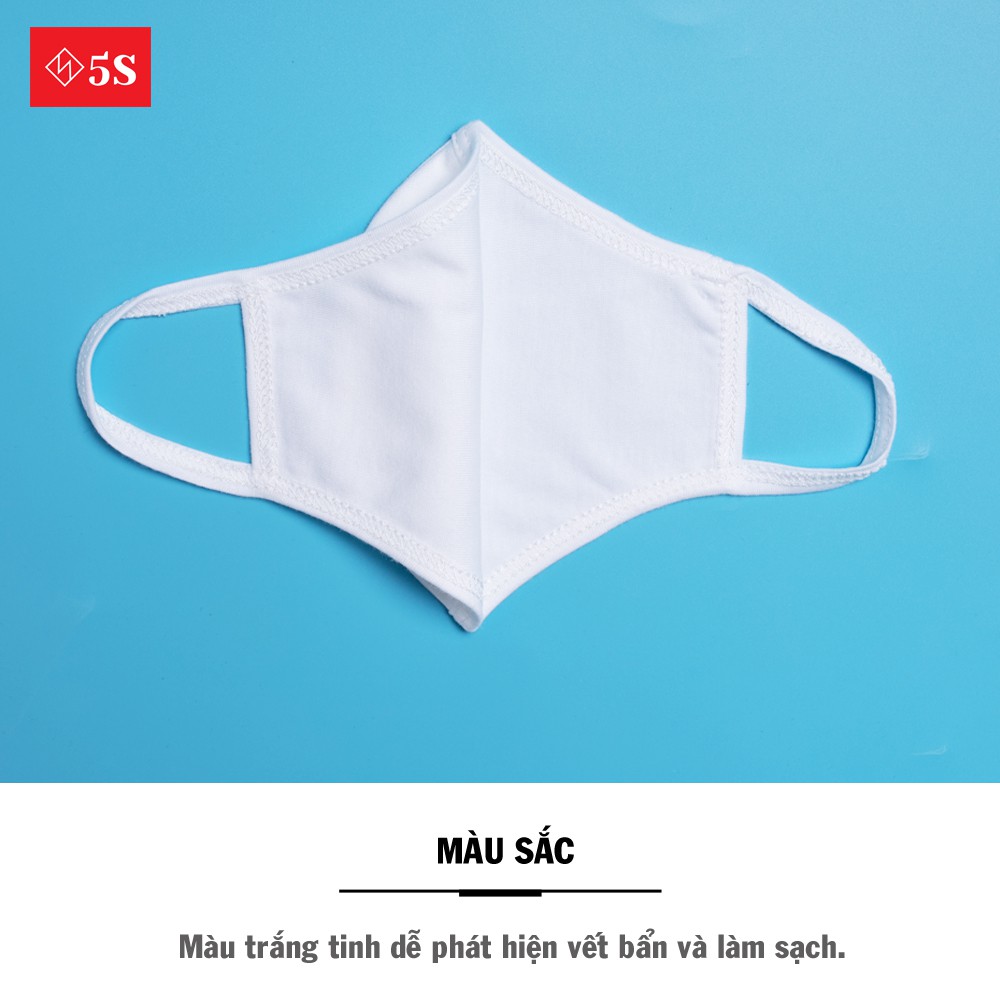 Khẩu Trang Vải Cotton 2 Lớp 5S Chính Hãng, Thông Thoáng, Kháng Khuẩn Cực Tốt (KT5S01)