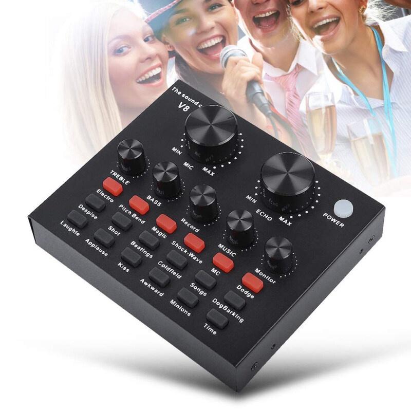 Combo Hát Thu Âm Livestream Sound Card V8 Micro BM900 . Giả Giọng Người Già , Trẻ Em , Autotune . Bảo Hành 12 Tháng