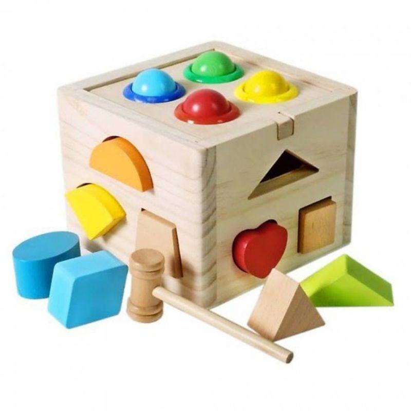 Đồ chơi đập bóng thả hình bằng gỗ cho bé hàng đẹp, đồ chơi gỗ an toàn
