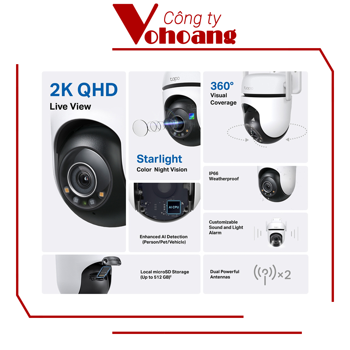 Camera TP-Link Tapo C520WS 2K 360 Ngoài Trời - AI Thông Minh Phát Hiện Chuyển Động, Hỗ Trợ Smart Home