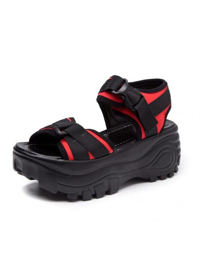 Giày sandal nữ cá tính S075DO (Đen viền đỏ)