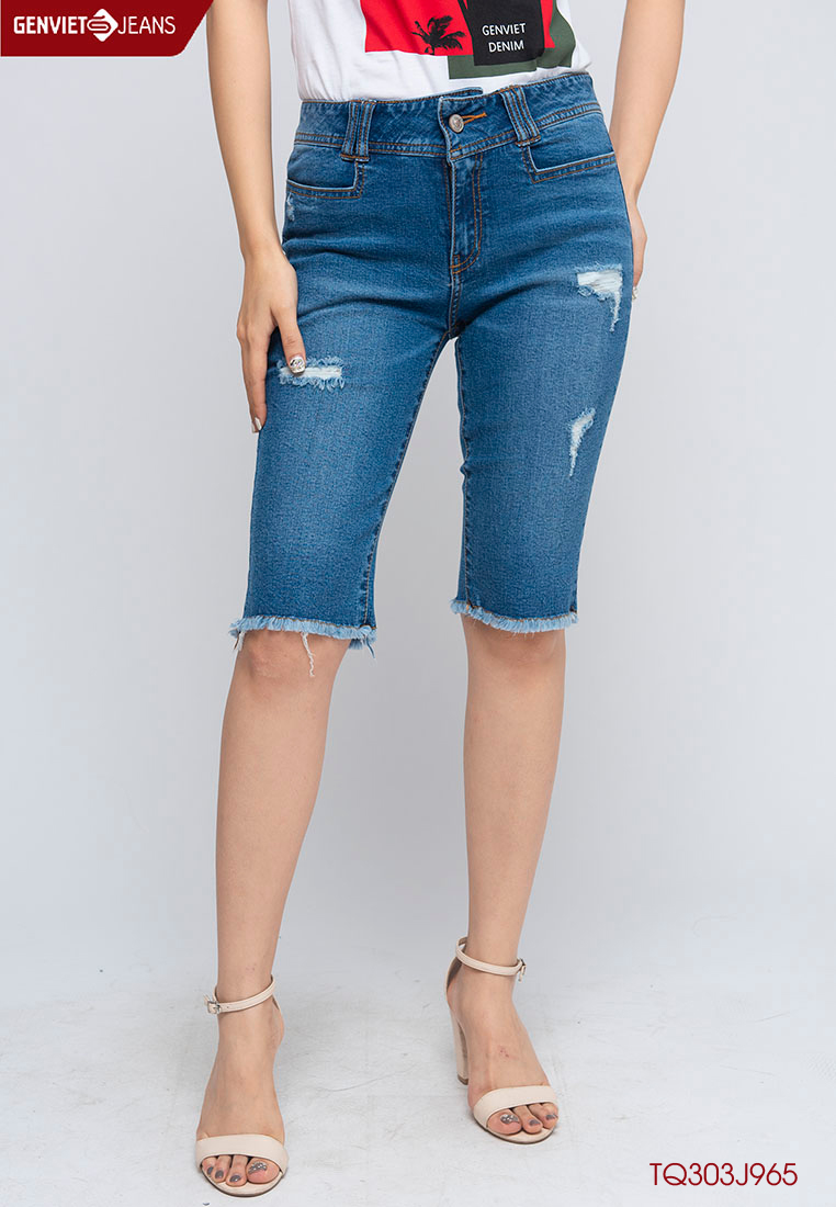 Quần ngố jeans nữ TQ303J965 GENVIET JEANS