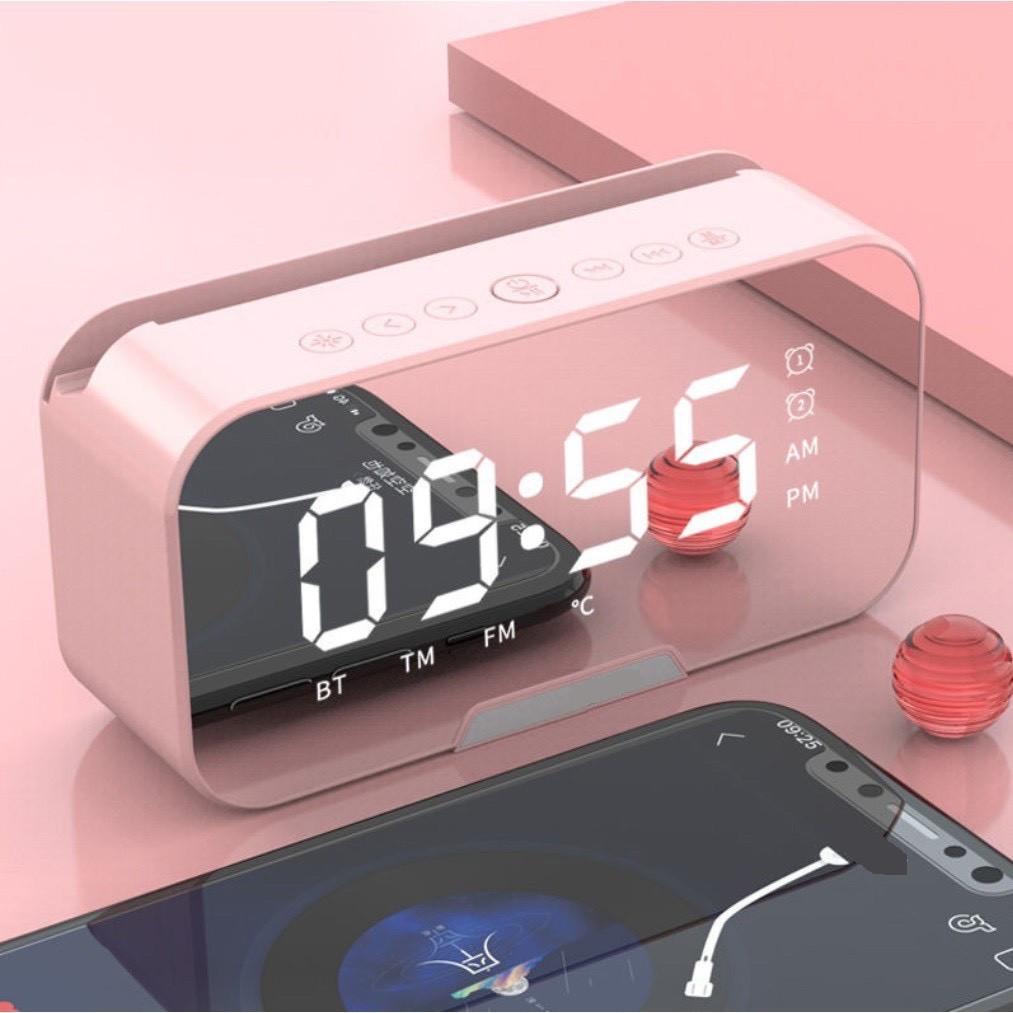 Loa bluetooth đồng hồ báo thức G10 Plus màn hình tráng gương hiển thị đèn led nghe đài fm radio