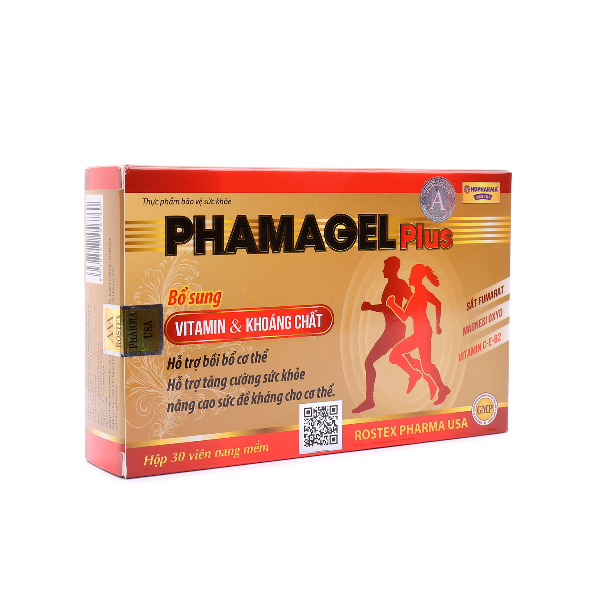 Vitamin tổng hợp PHAMAGEL PLUS HDPHARMA bồi bổ cơ thể, tăng cường sức đề kháng Hộp 30 viên