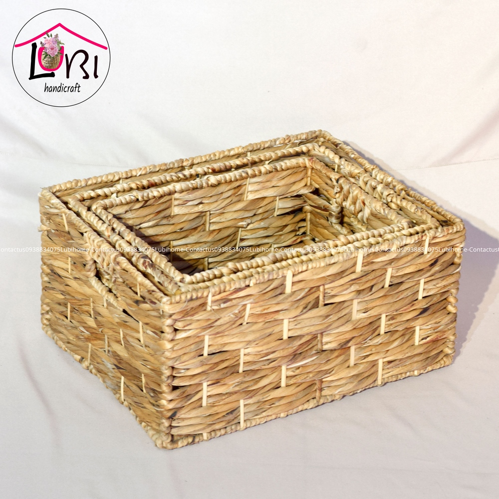 Sọt đựng đồ lục bình hình chữ nhật - bộ 3