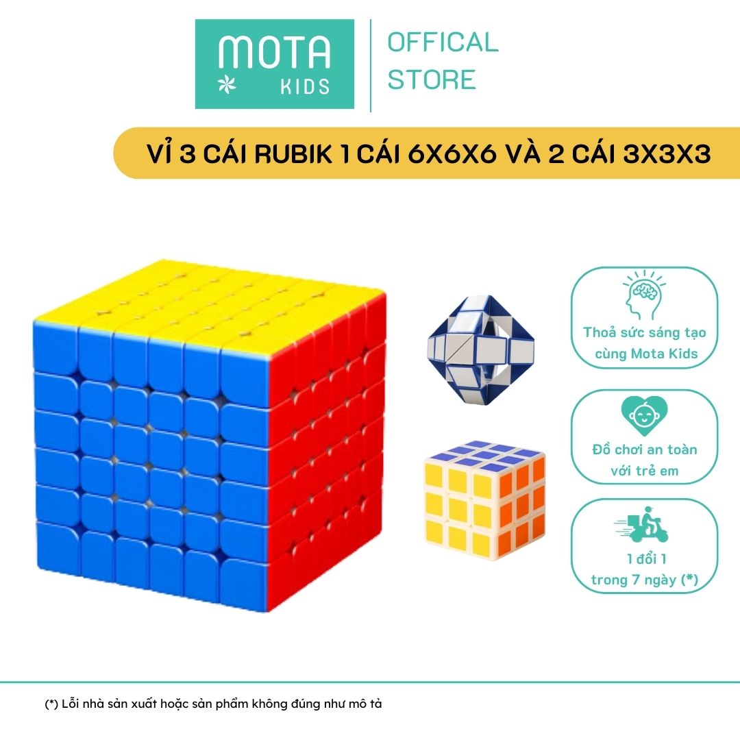 [MAH6600-66 - Mota Montessori] Đồ chơi cho bé Vỉ 3 cái Rubik 1 cái 6x6x6 và 2 cái 3x3x3 - Hàng chính hãng