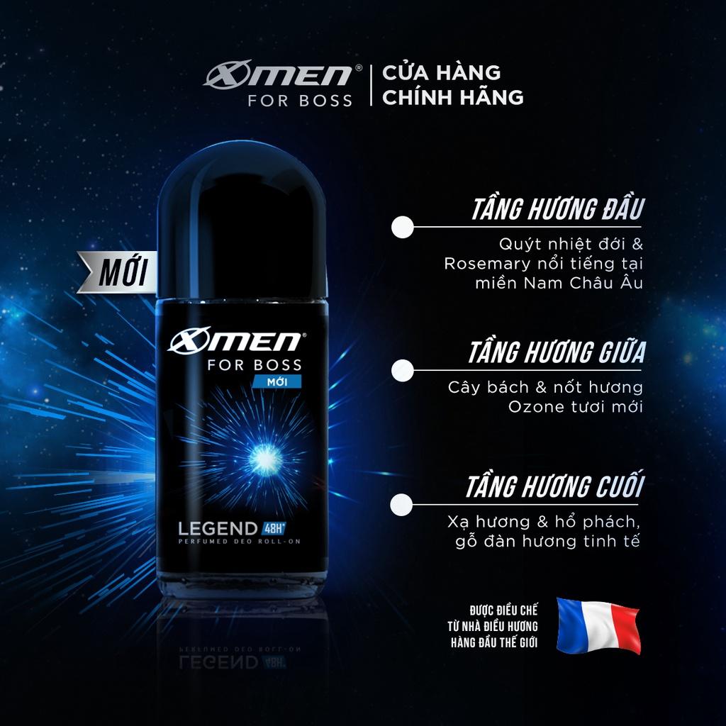 Combo Lăn khử mùi X-men For Boss Legend 50ml + Xịt khử mùi X-men For Boss Legend 150ml