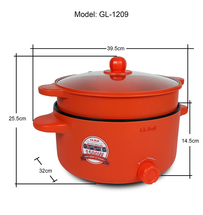 Nồi lẩu điện 4 lít Gali GL-1209 - Hàng chính hãng