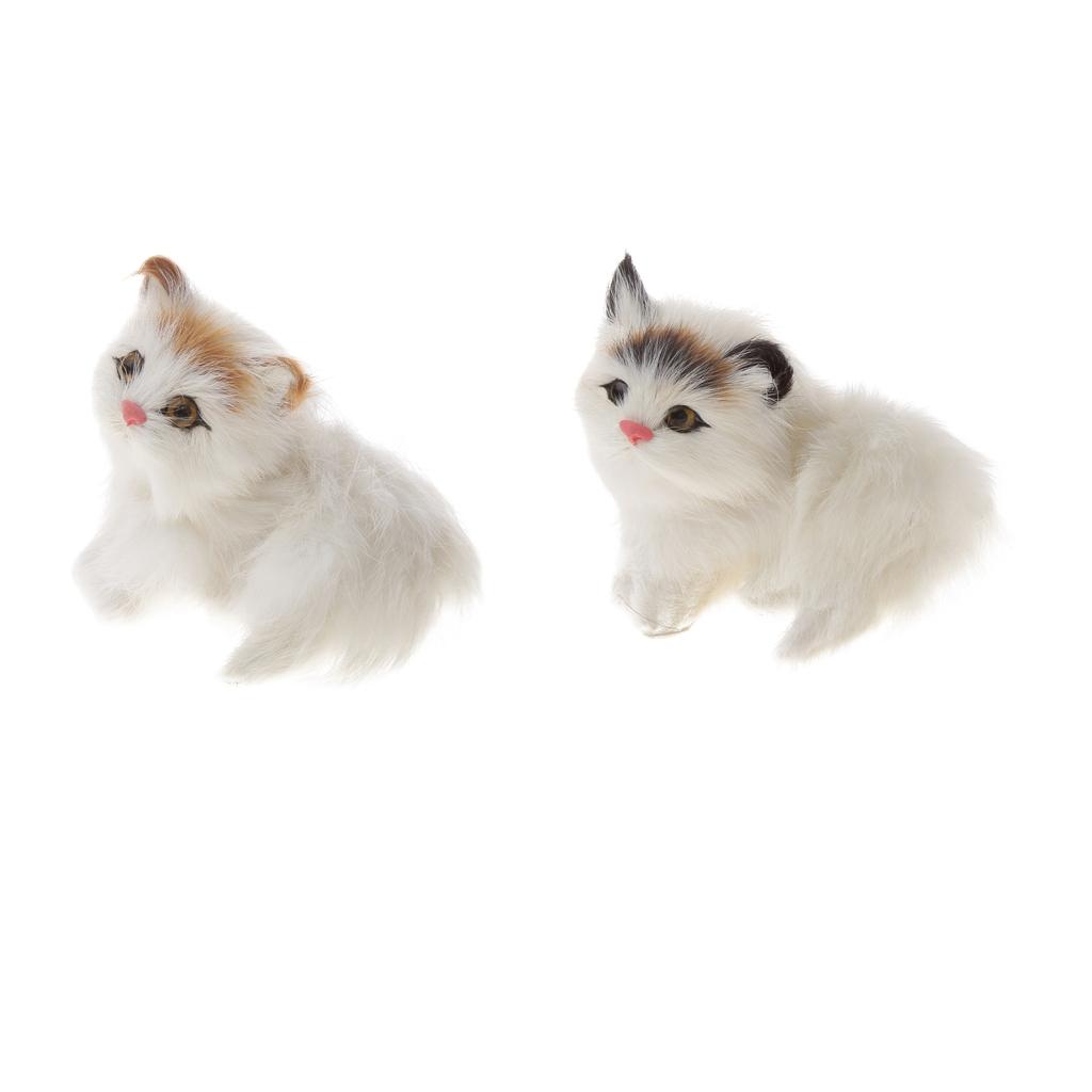 2 Chiếc Mèo Sang Trọng Lông Động Vật Hình Kitty Sống Động Như Thật Mèo Con