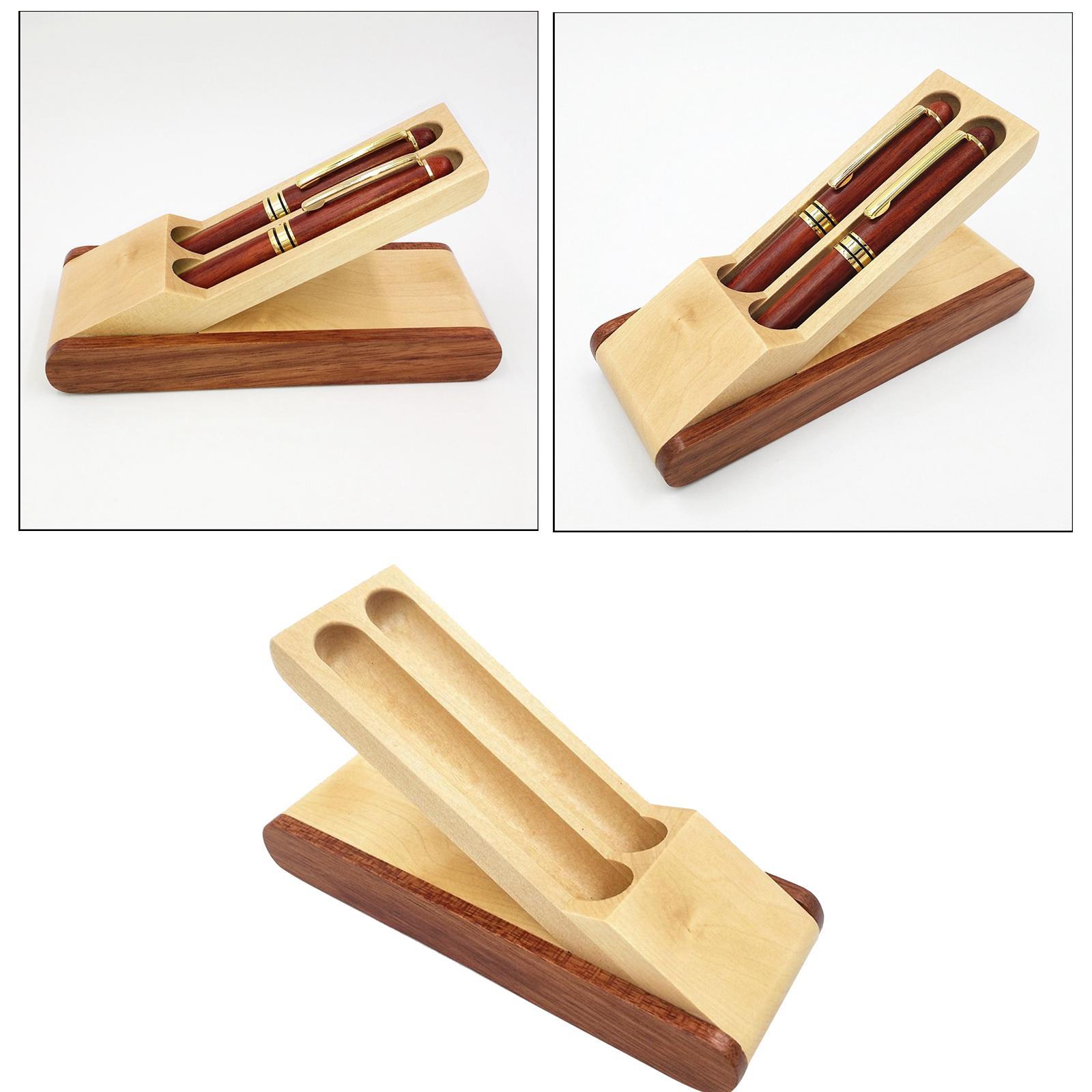 Antique Wooden Double Pen Handcrafted Pen Box Writing Case Pen Holder