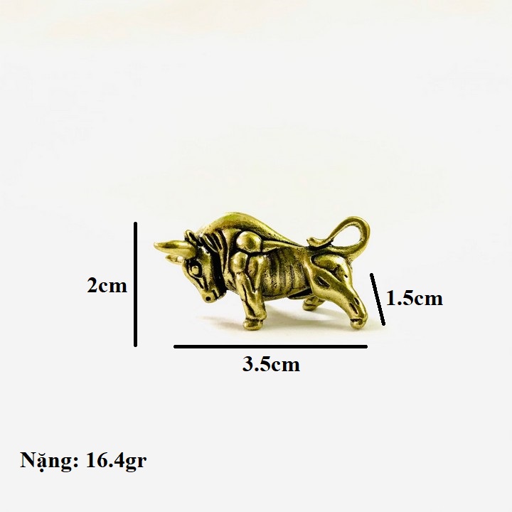 Móc Khóa Tượng Đồng Con Trâu dùng để làm móc khóa, trưng trên bàn, làm quà tặng lưu niệm, kích thước 3.5 x 1.5 x 2cm, màu đồng – TMT Collection - SP005225