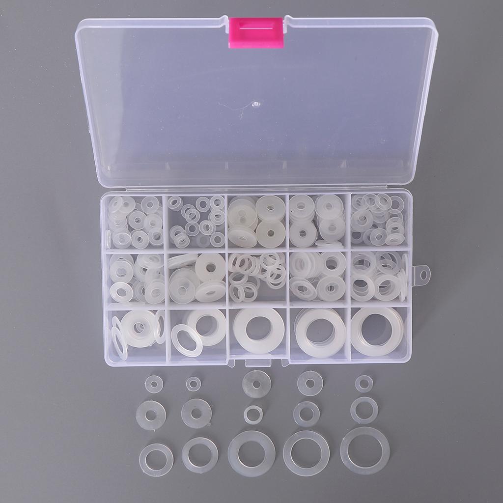 250 Chiếc Nylon Trắng O Vòng Máy Giặt Hải Cẩu Vòng Đệm Assortment Bộ Cho Xe Thuyền