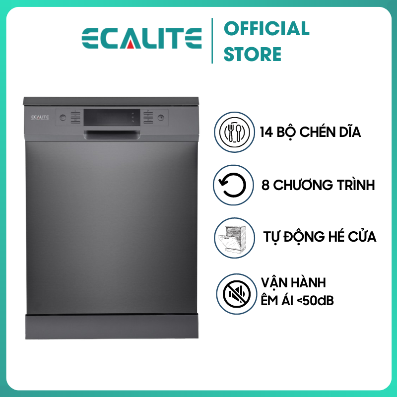 Máy Rửa Chén Độc Lập Ecalite EDW-SMS6014AB - 14 Bộ - 8 Chương Trình Rửa - Tự Động Hé Cửa - Hàng Chính Hãng