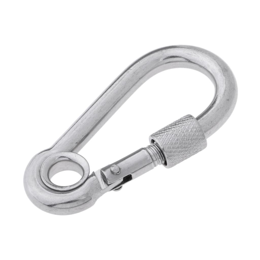 2x Stainless Steel Safety Carabiner Spring Screwgate for Camping Hammock