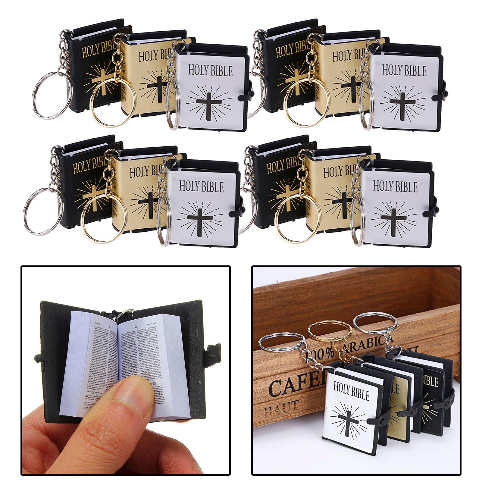 Vintage Miniature Religious Decor Pendant Christian Bible Book Keychain Bookbag Purse Pendant Charm Car Key Holder