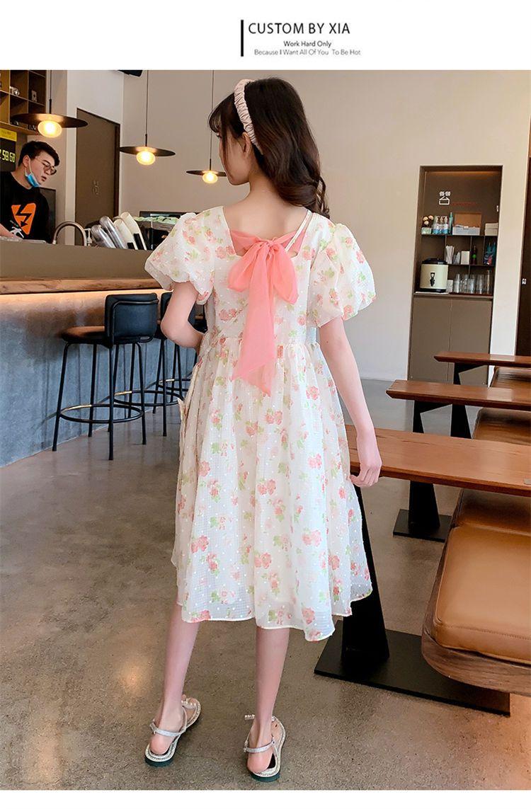 DIYIWEI Cô gái mảnh hoa đầm mùa hè váy 2022 tây cô gái bong bóng tay áo nàng tiên váy váy công chúa trẻ em