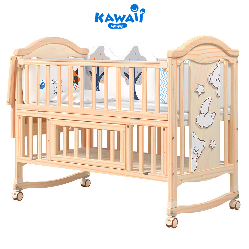 Giường cũi cho em bé đa năng KAWAII HOME - Tặng kèm 4 món quà tặng - Bảo hành 12 tháng