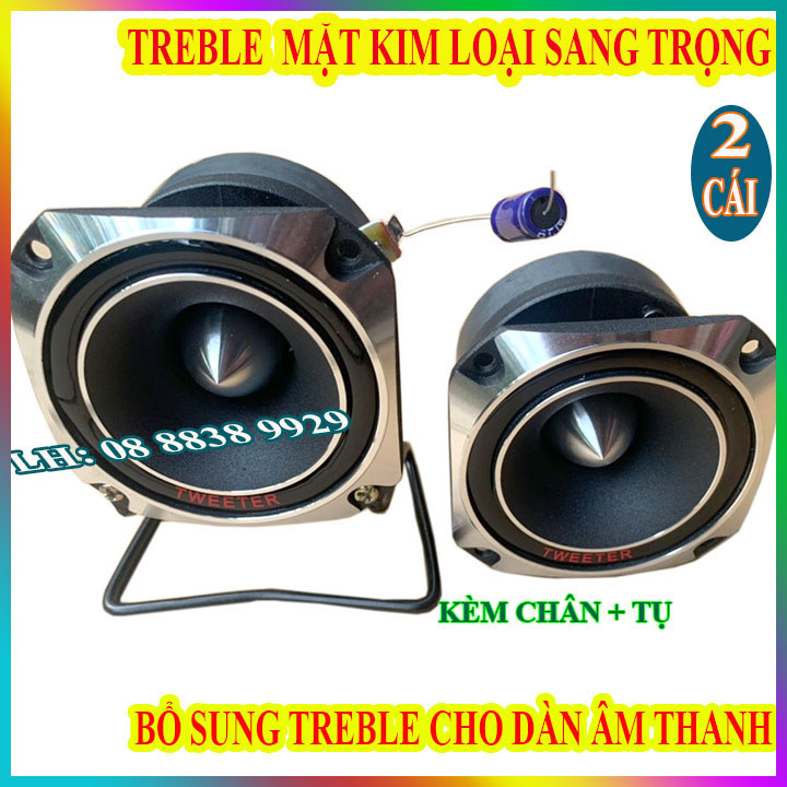 CẶP CỦ LOA TREBLE PIONER MẶT SẮT VUÔNG + CHÂN + TỤ 2.2MF 250V CAO CẤP - GIÁ 2 LOA