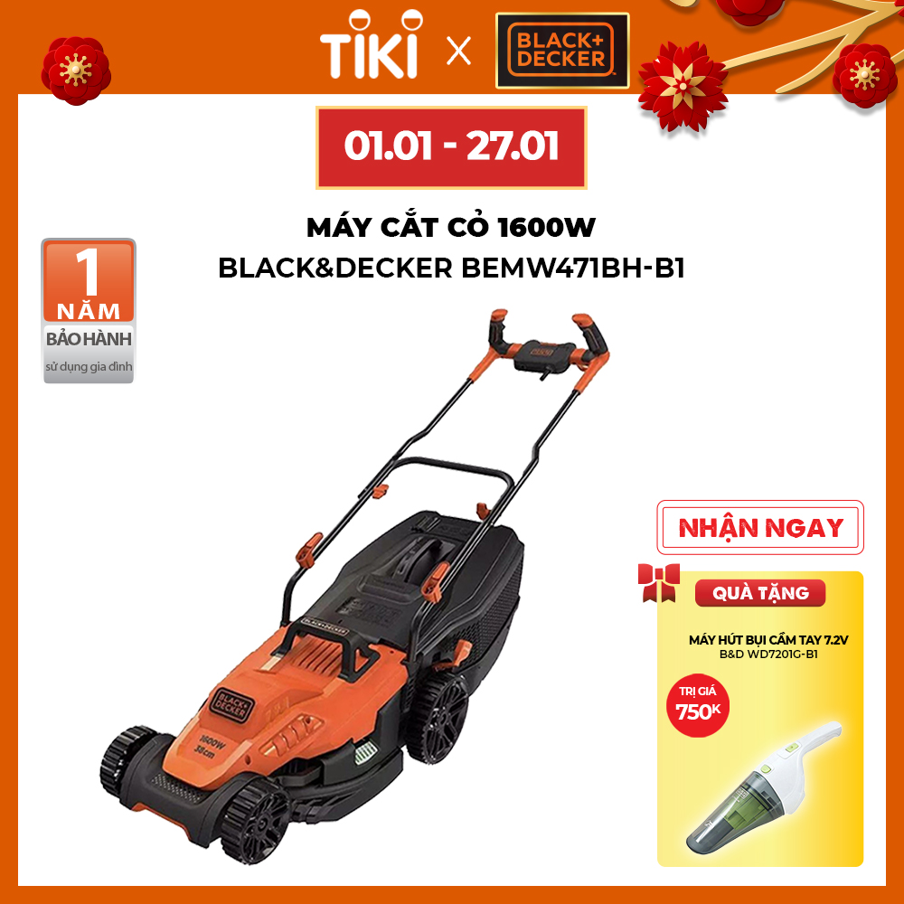 Máy cắt cỏ 1,600W Black&amp;Decker BEMW471BH-B1