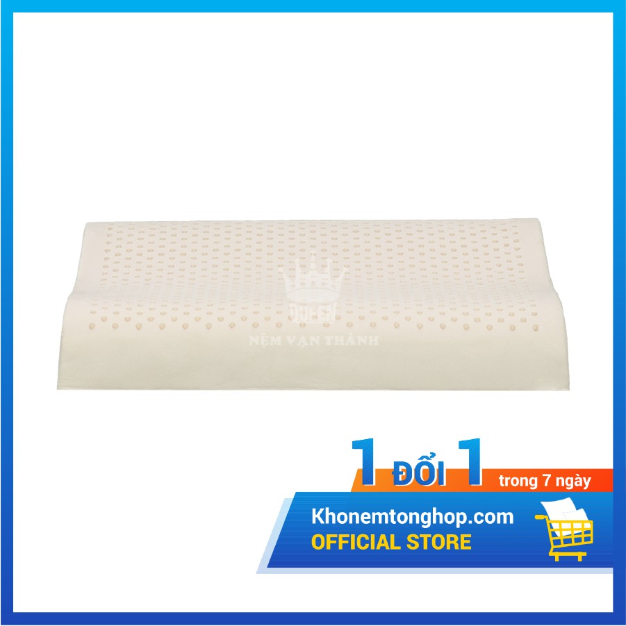Gối cao su Vạn Thành gợn sóng A, hỗ trợ căn chỉnh cột sống, bảo vệ đốt sống cổ, 100% từ cao su thiên nhiên - Tặng kèm vỏ gối
