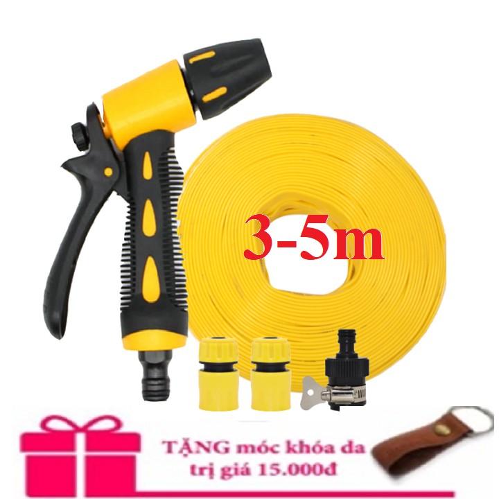 Bộ dây vòi xịt nước rửa xe,tưới cây . tăng áp 3 lần,loại 3m,5m 206319 cút sập,cút nối nhựa đen+ tặng móc khoá