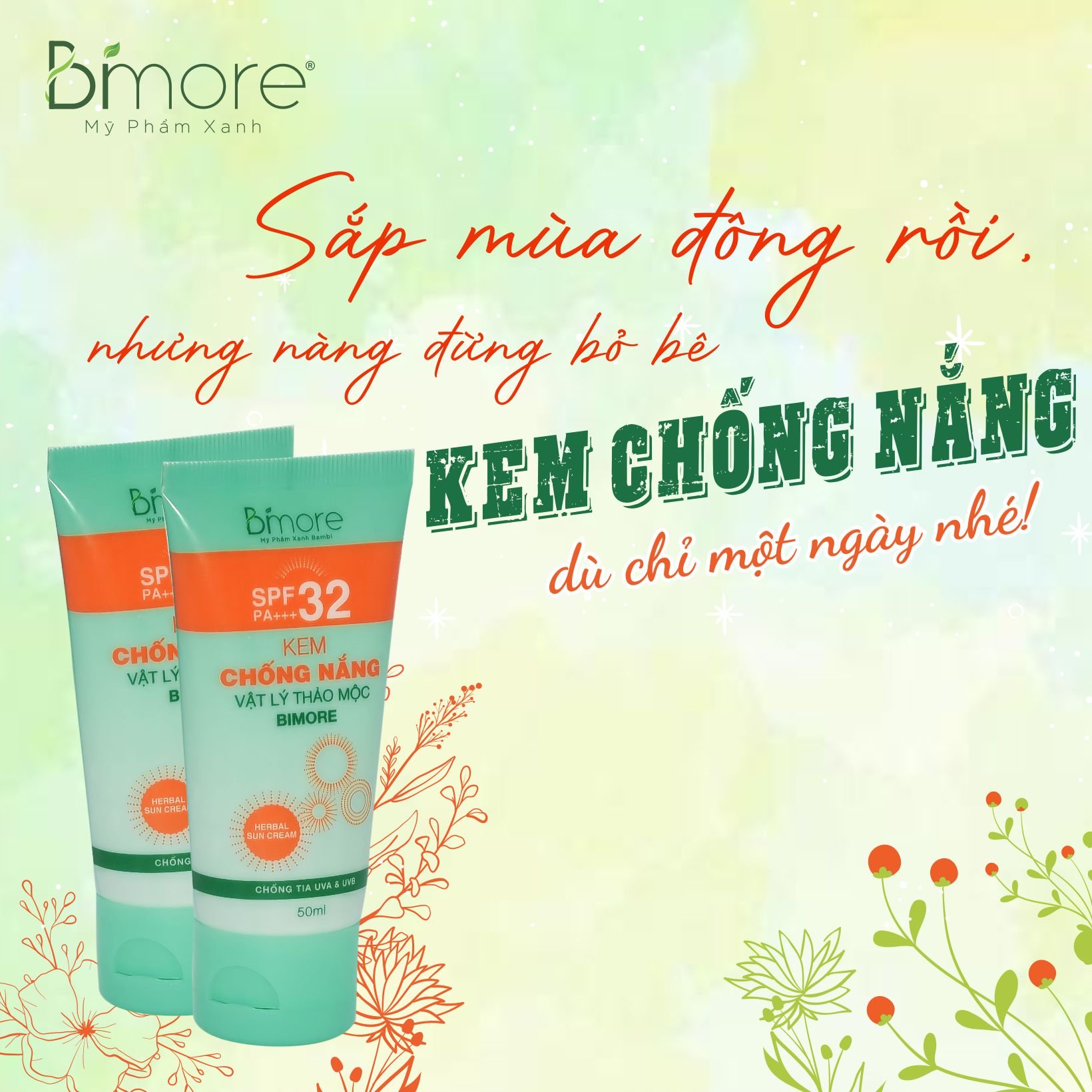 Kem chống nắng Bimore SPF PA+++35 dưỡng da và ngăn tia UVA_UVB_50ml