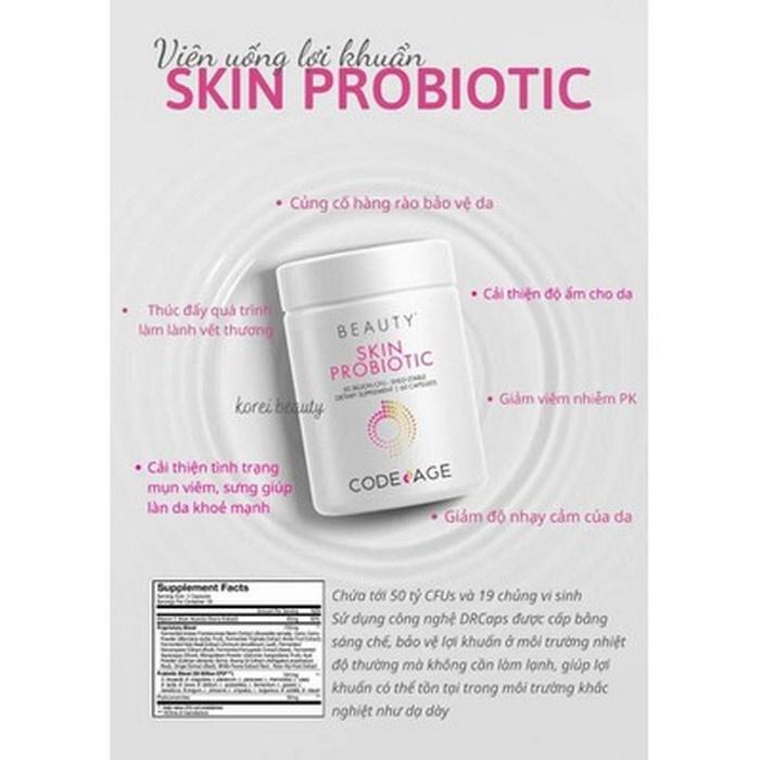HÀNG NHẬP KHẨU - Viên Uống Code Age Beauty Skin Probiotic Lợi Khuẩn, Giảm Mụn, Khỏe Da CodeAge 60 Viên