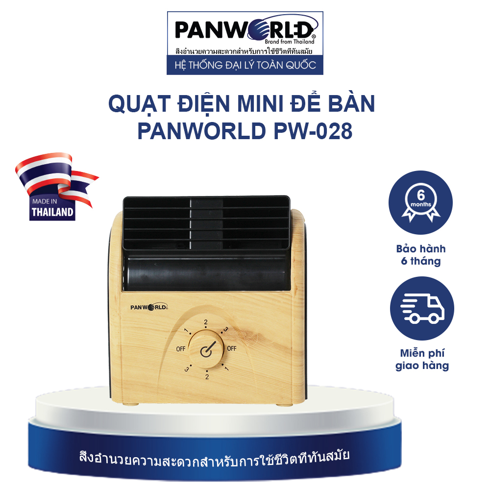 Quạt điện mini để bàn Panworld PW-028 Thái Lan công suất 30W - Hàng chính hãng