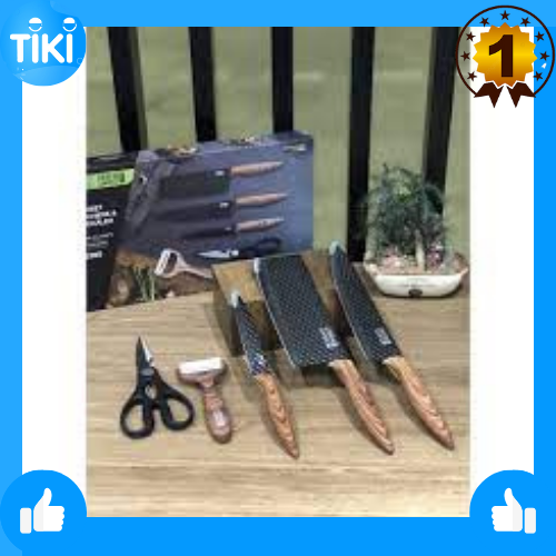 Bộ dao nhà bếp 5 món LEBENLANG của Đức làm từ thép không gỉ, hộp đựng sang trọng gồm 3 dao, 1 kéo, 1 gọt vỏ rau củ chống gỉ sét, chống ăn mòn, chống dính, tay cầm chống trơn trượt
