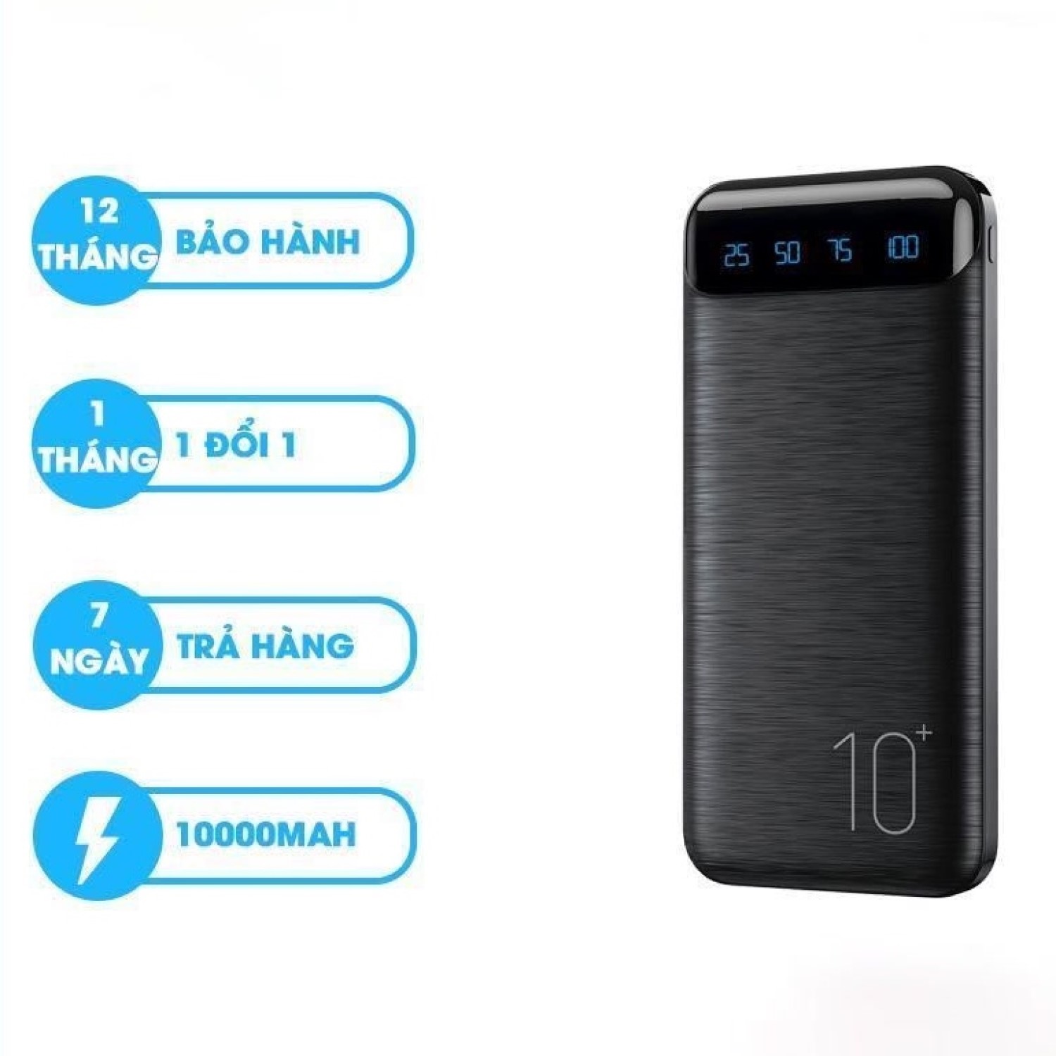 Sạc dự phòng 10000mAh WK 161 2 cổng, màn hình led, sạc nhanh 2.1A