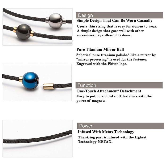 Vòng cổ Phiten Rakuwa metax mirror ball TG808051/TG808052/TG808251/TG808252/TG808451/TG808452 - Xanh Dương