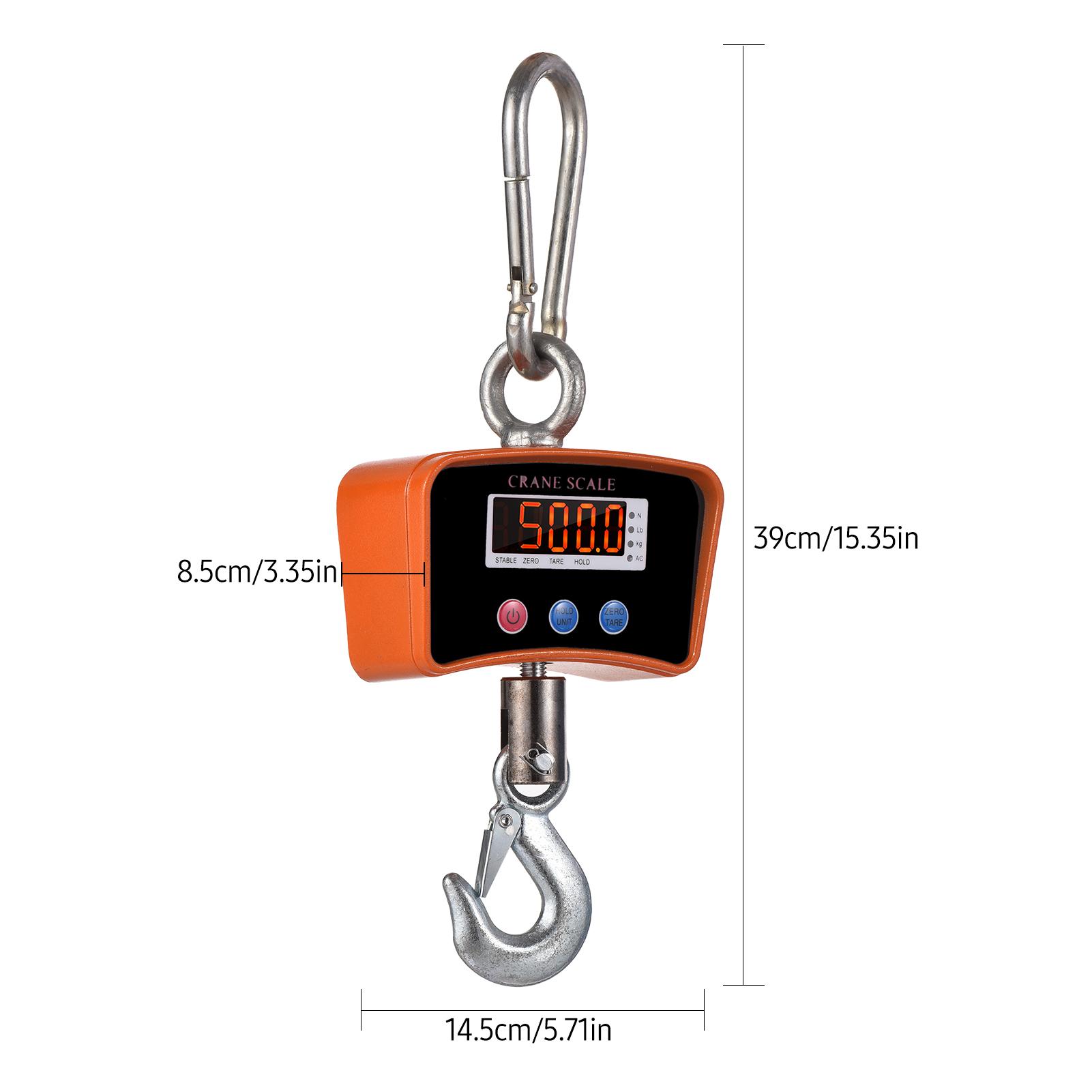 500kg/ 1102lbs Digital LED Hanging Scale Portable Heavy Duty Crane Scale 1500mAh Rechargeable Industrial Hook Scales Unit Change/ Data Hold/ Tare/ Zero for Construction Site Travel Market Fishing Outdoor Work