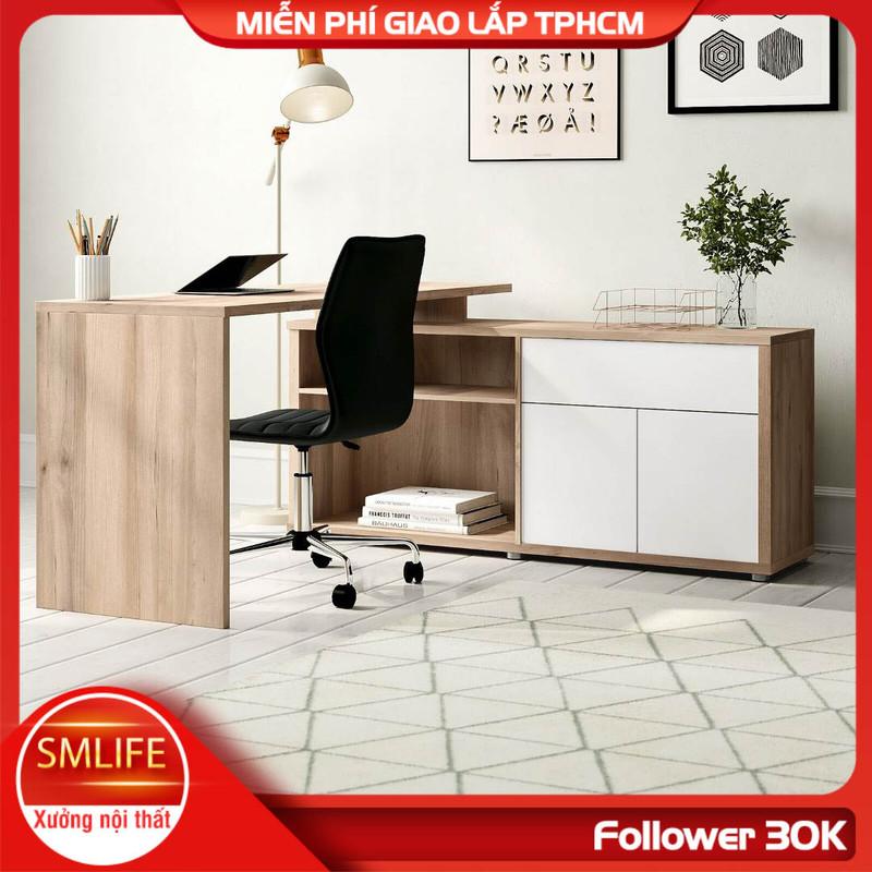 Bàn máy tính chữ L kết hợp tủ lưu trữ  SMLIFE Dagen